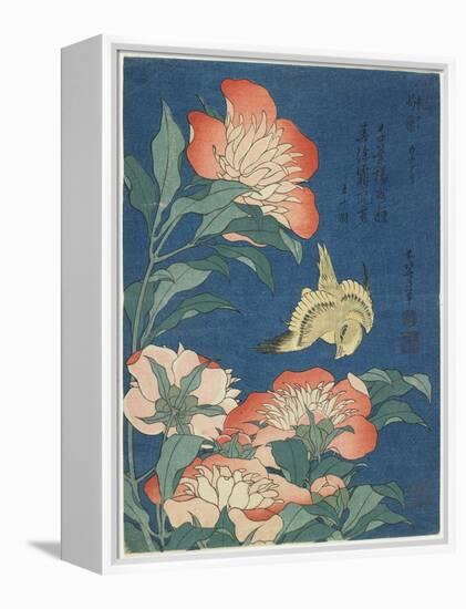 Peonies and Canary, C. 1833-Katsushika Hokusai-Framed Premier Image Canvas