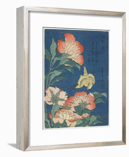 Peonies and Canary, C. 1833-Katsushika Hokusai-Framed Giclee Print