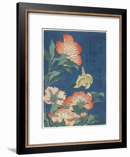 Peonies and Canary, C. 1833-Katsushika Hokusai-Framed Giclee Print