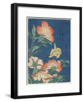 Peonies and Canary, C. 1833-Katsushika Hokusai-Framed Giclee Print