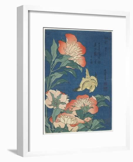 Peonies and Canary, C. 1833-Katsushika Hokusai-Framed Giclee Print