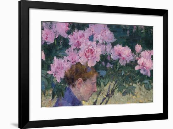 Peonies and head of a Woman-John Peter Russell-Framed Giclee Print