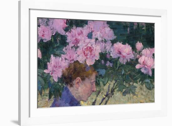 Peonies and head of a Woman-John Peter Russell-Framed Giclee Print