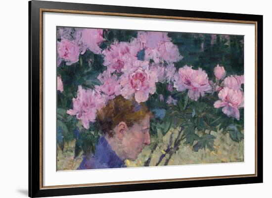 Peonies and head of a Woman-John Peter Russell-Framed Giclee Print