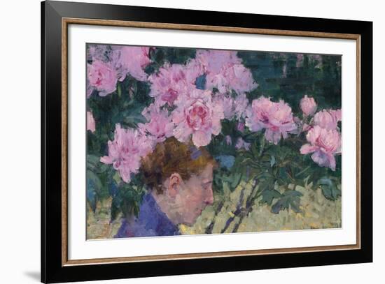 Peonies and head of a Woman-John Peter Russell-Framed Giclee Print