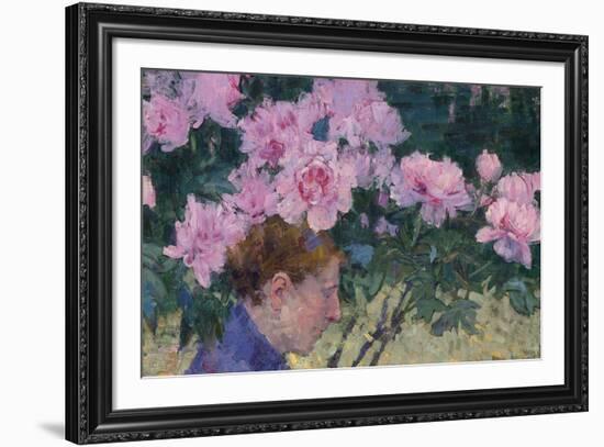 Peonies and head of a Woman-John Peter Russell-Framed Giclee Print