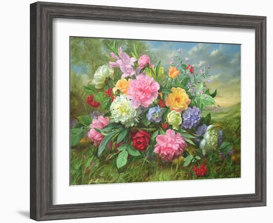 Peonies and Hydrangea-Albert Williams-Framed Giclee Print