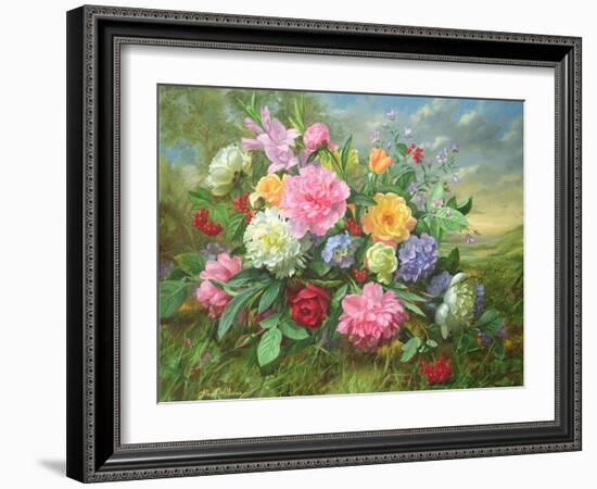 Peonies and Hydrangea-Albert Williams-Framed Giclee Print