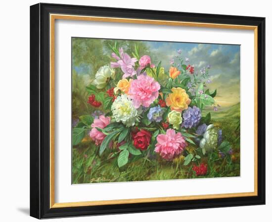 Peonies and Hydrangea-Albert Williams-Framed Giclee Print