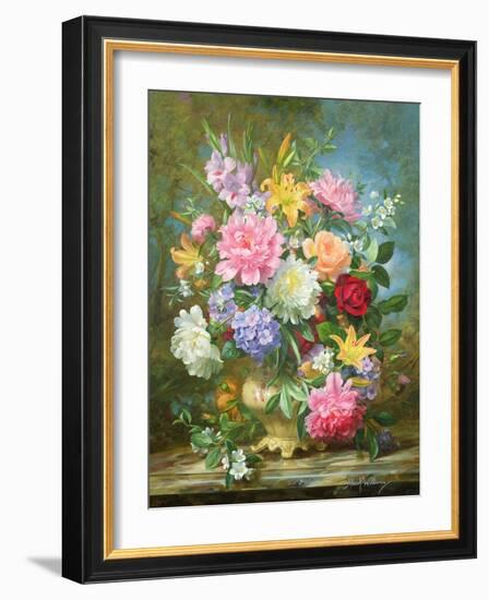 Peonies and Mixed Flowers-Albert Williams-Framed Giclee Print