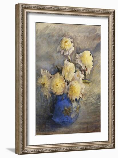 Peonies in a Blue Vase-Rose Maynard Barton-Framed Giclee Print