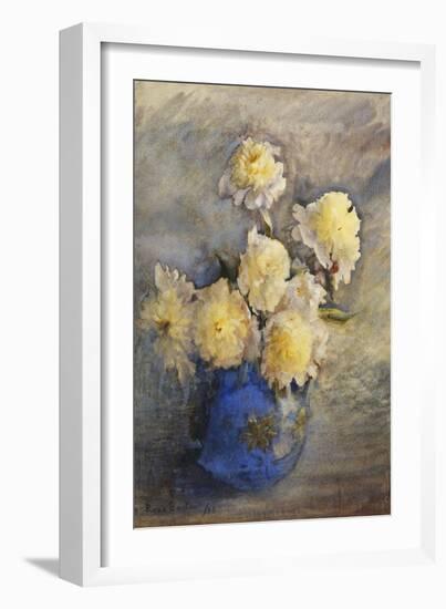 Peonies in a Blue Vase-Rose Maynard Barton-Framed Giclee Print