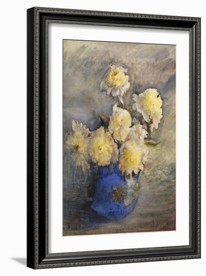 Peonies in a Blue Vase-Rose Maynard Barton-Framed Giclee Print