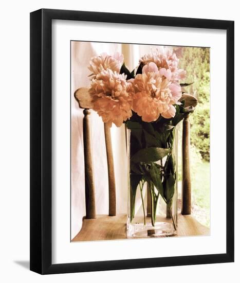 Peonies in a Glass Vase-Richard Sutton-Framed Art Print