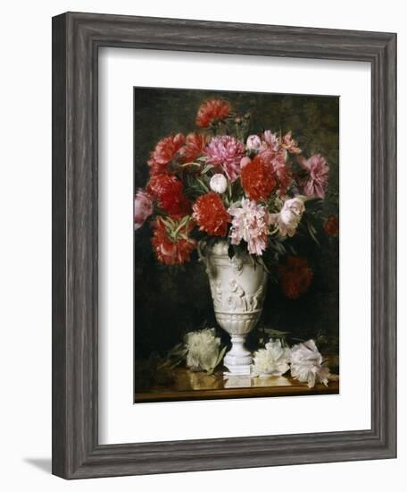 Peonies in a Vase on a Table-Gabriel Schachinger-Framed Giclee Print