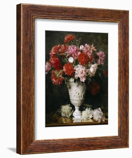 Peonies in a Vase on a Table-Gabriel Schachinger-Framed Giclee Print