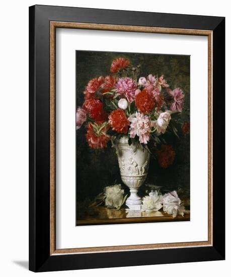 Peonies in a Vase on a Table-Gabriel Schachinger-Framed Giclee Print