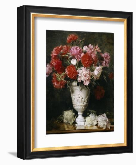 Peonies in a Vase on a Table-Gabriel Schachinger-Framed Giclee Print