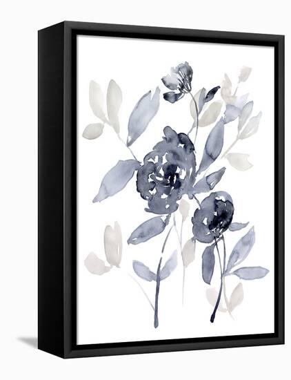 Peonies in Grey I-Jennifer Goldberger-Framed Stretched Canvas