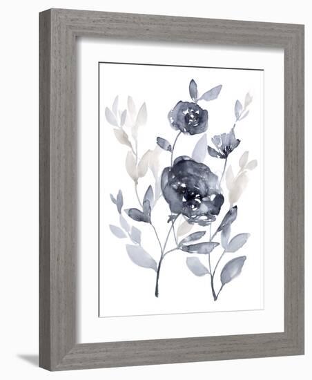 Peonies in Grey II-Jennifer Goldberger-Framed Art Print