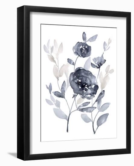 Peonies in Grey II-Jennifer Goldberger-Framed Art Print