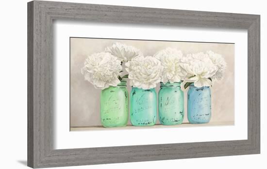 Peonies in Mason Jars (detail)-Jenny Thomlinson-Framed Giclee Print