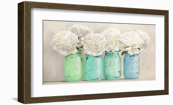 Peonies in Mason Jars (detail)-Jenny Thomlinson-Framed Giclee Print