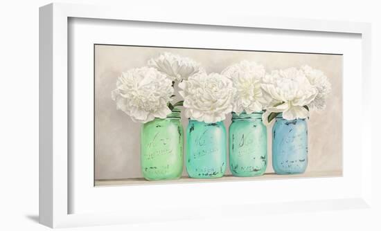 Peonies in Mason Jars (detail)-Jenny Thomlinson-Framed Giclee Print