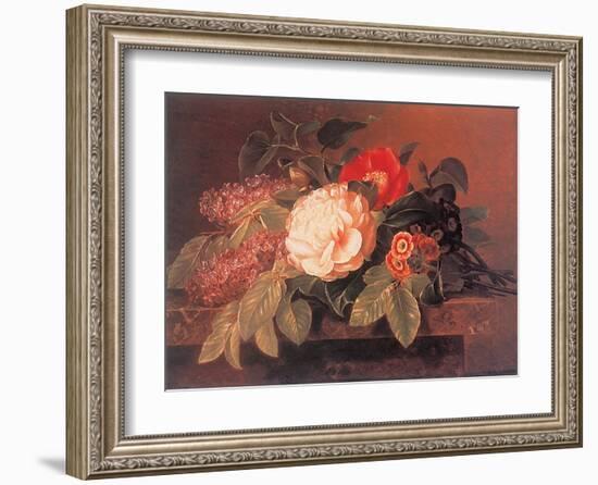 Peonies, Lilacs and Primulae-Johan Laurentz Jensen-Framed Art Print