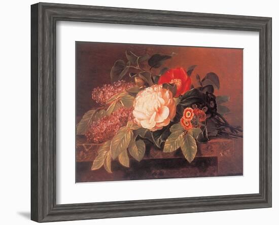 Peonies, Lilacs and Primulae-Johan Laurentz Jensen-Framed Art Print