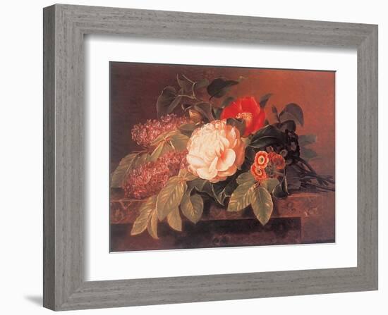 Peonies, Lilacs and Primulae-Johan Laurentz Jensen-Framed Art Print