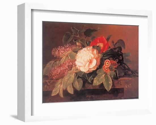 Peonies, Lilacs and Primulae-Johan Laurentz Jensen-Framed Art Print