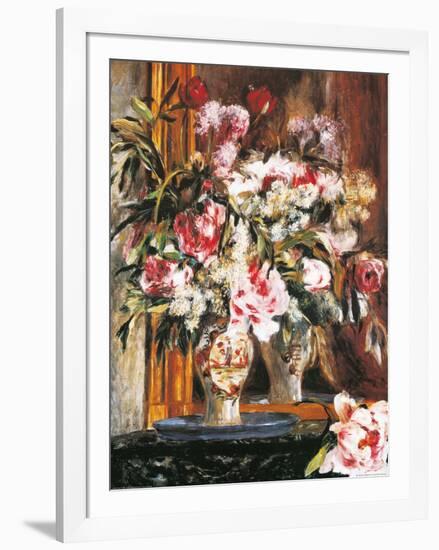 Peonies, Lilacs and Tulips-Pierre-Auguste Renoir-Framed Art Print