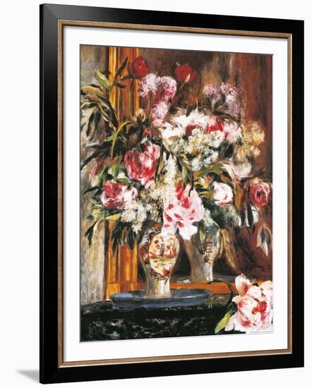 Peonies, Lilacs and Tulips-Pierre-Auguste Renoir-Framed Art Print