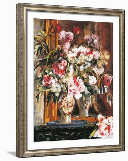 Peonies, Lilacs and Tulips-Pierre-Auguste Renoir-Framed Art Print