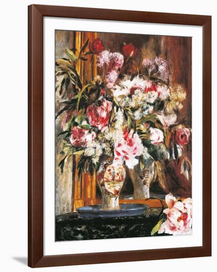 Peonies, Lilacs and Tulips-Pierre-Auguste Renoir-Framed Art Print