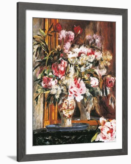 Peonies, Lilacs and Tulips-Pierre-Auguste Renoir-Framed Art Print