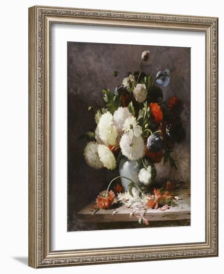 Peonies on a Stone Ledge, 1886-Frans Mortelmans-Framed Giclee Print