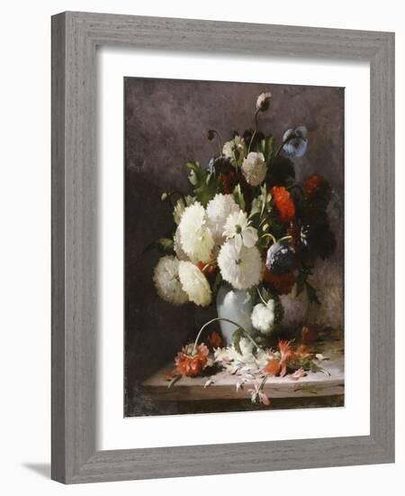 Peonies on a Stone Ledge, 1886-Frans Mortelmans-Framed Giclee Print