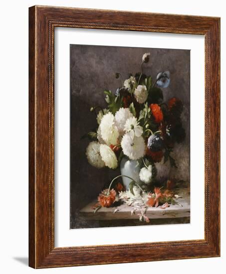 Peonies on a Stone Ledge, 1886-Frans Mortelmans-Framed Giclee Print