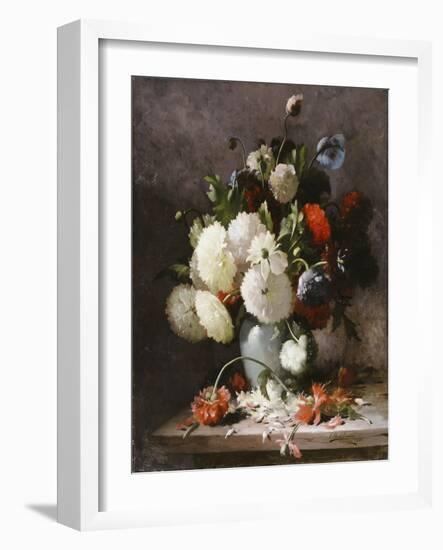 Peonies on a Stone Ledge, 1886-Frans Mortelmans-Framed Giclee Print