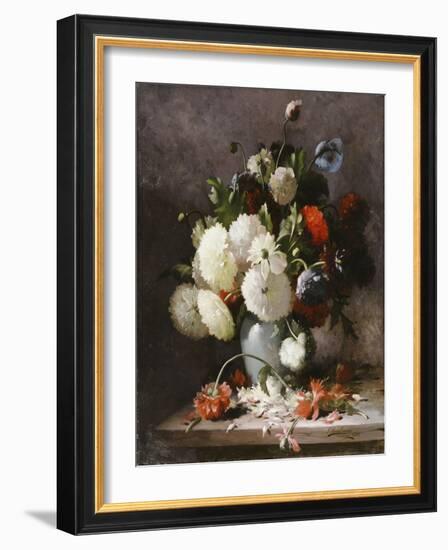 Peonies on a Stone Ledge, 1886-Frans Mortelmans-Framed Giclee Print