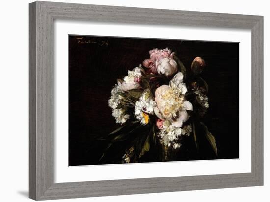 Peonies, White Carnations and Roses, 1874-Ignace Henri Jean Fantin-Latour-Framed Giclee Print