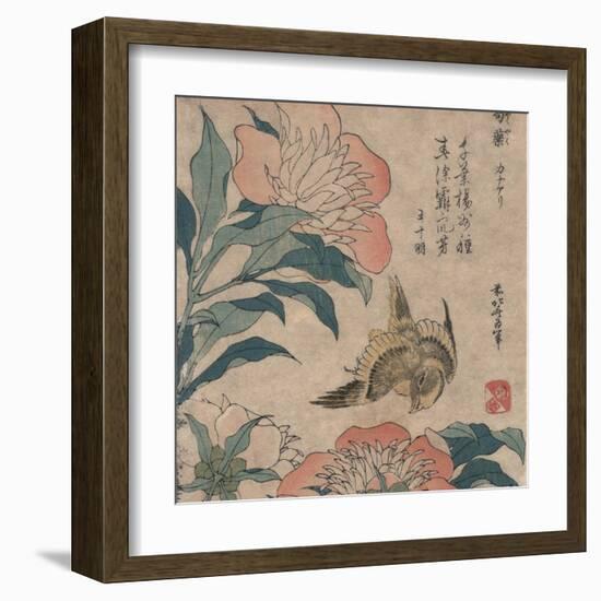 Peony and Canary, circa 1825-Katsushika Hokusai-Framed Art Print