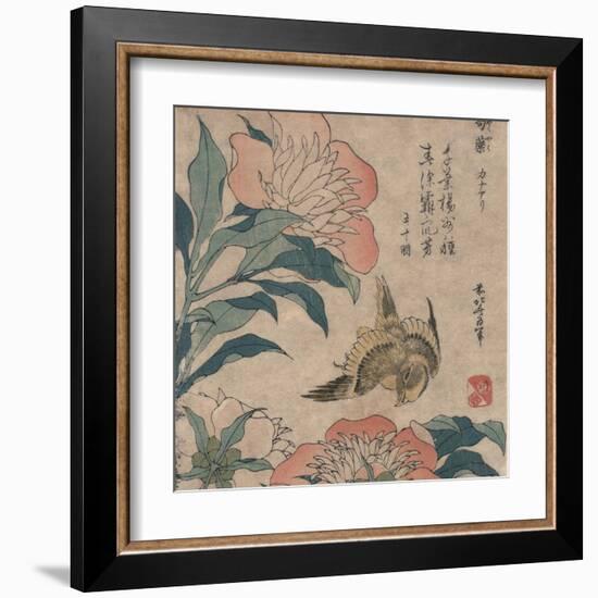 Peony and Canary, circa 1825-Katsushika Hokusai-Framed Art Print