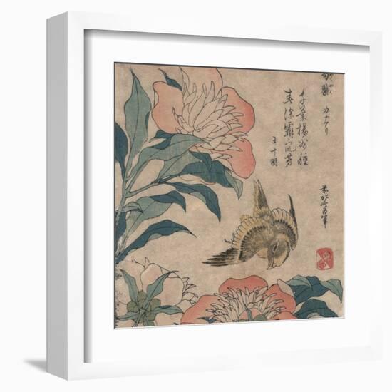 Peony and Canary, circa 1825-Katsushika Hokusai-Framed Art Print