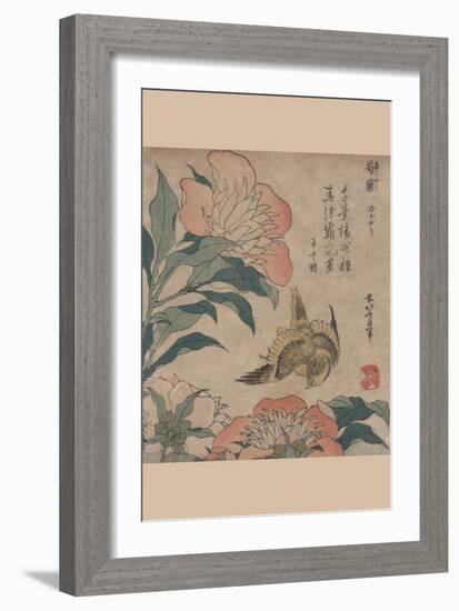 Peony and Canary-Katsushika Hokusai-Framed Art Print