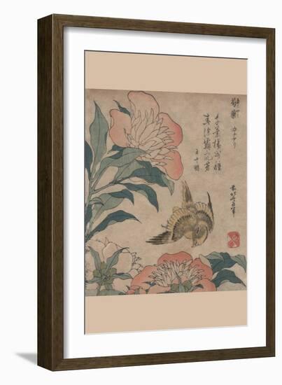 Peony and Canary-Katsushika Hokusai-Framed Art Print