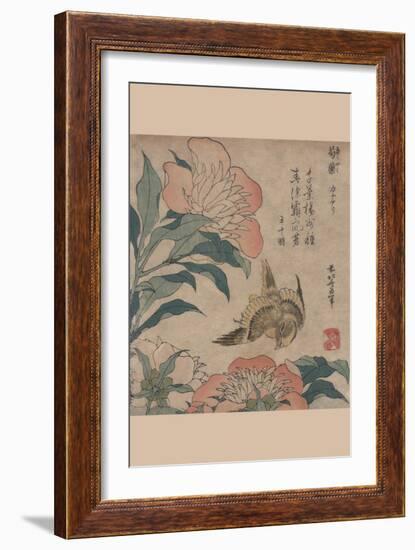 Peony and Canary-Katsushika Hokusai-Framed Art Print