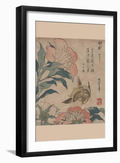 Peony and Canary-Katsushika Hokusai-Framed Art Print